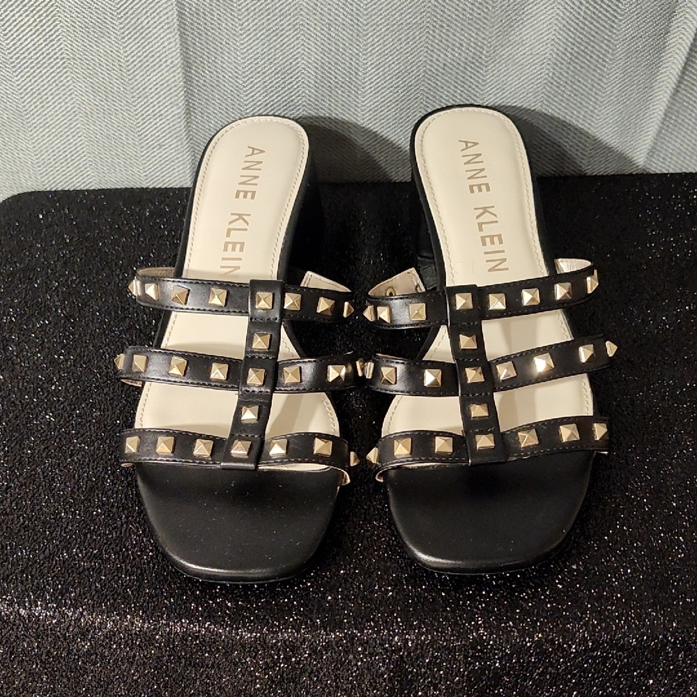 Anne Klein Black Studded Women's Sandals